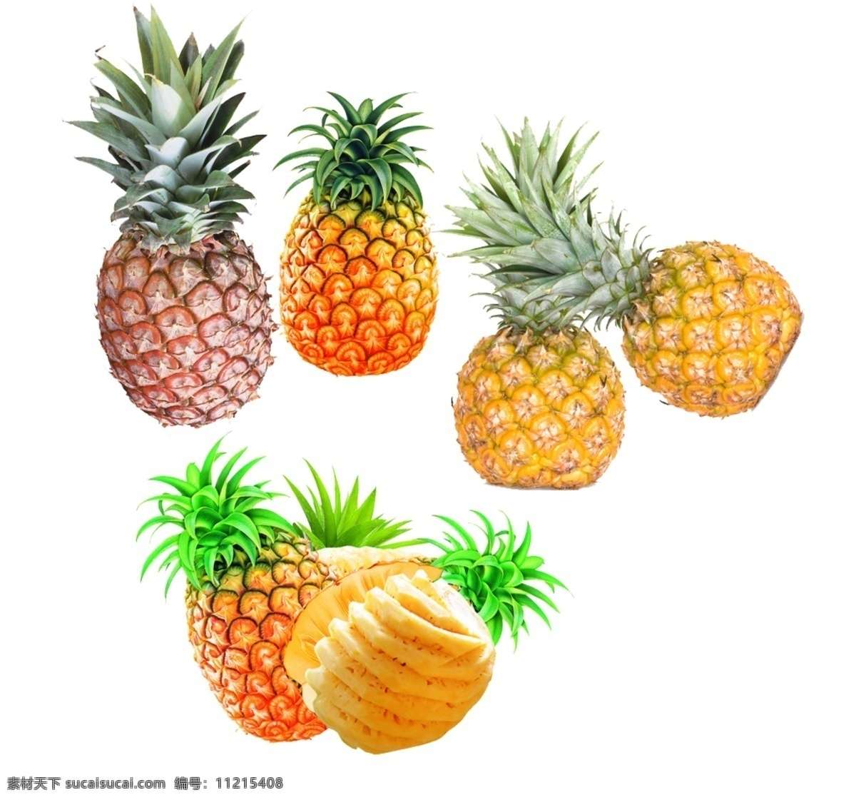 多个 菠萝 psd素材 水果 免抠 psd源文件