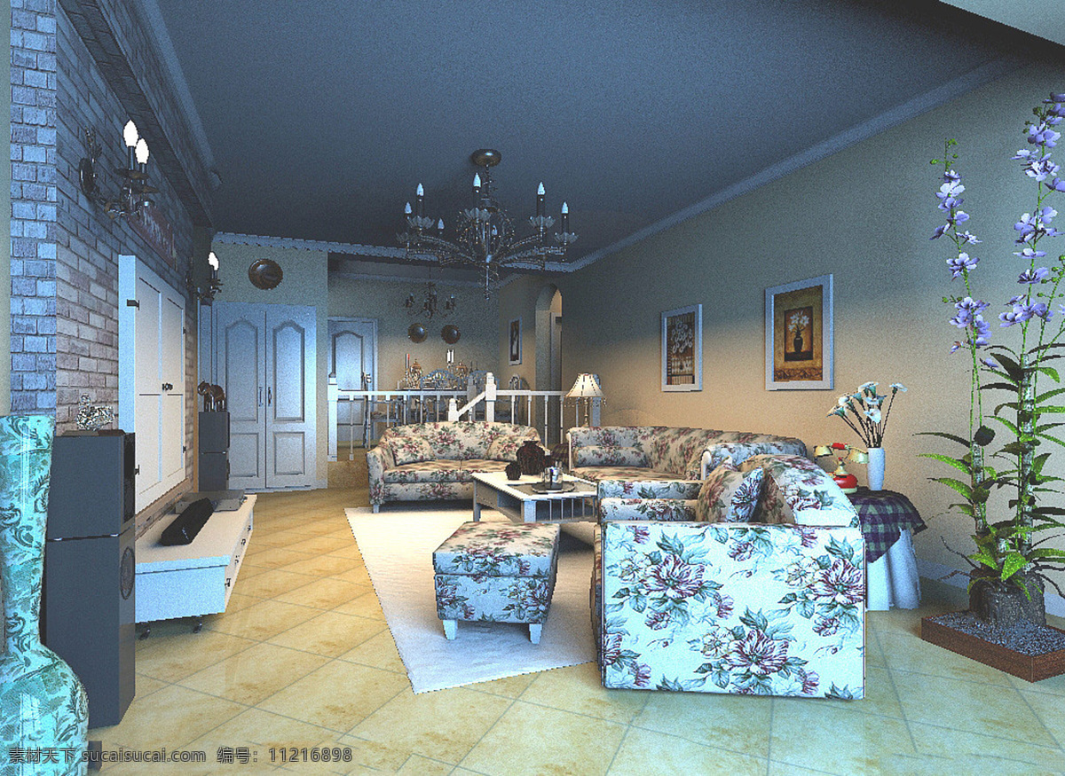 个性 花纹 客厅 3d效果图 灯具模型 沙发茶几 室内设计 客厅模型 家居装饰素材