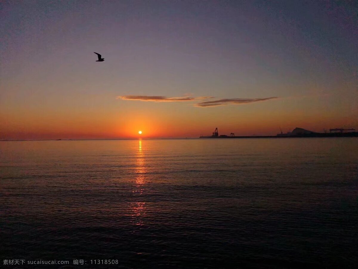 大连海湾夕阳 夕阳 海鸥 云朵 海水 海边 天边 阳光 水面拍摄 旅游摄影 国内旅游