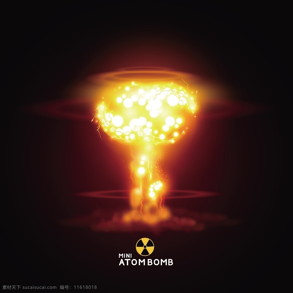 原子弹 爆炸 效果 核武器 蘑菇云 黑色