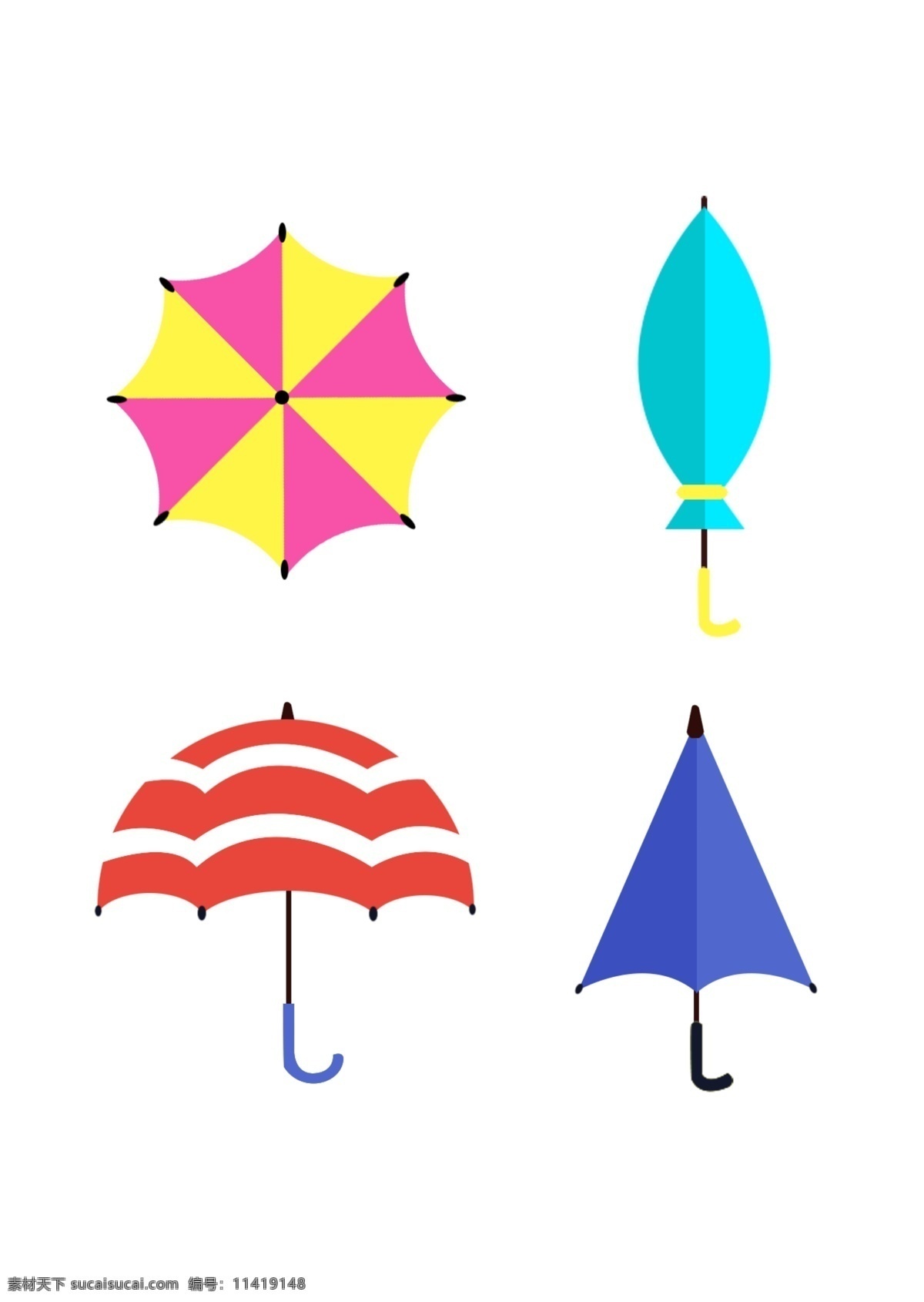 手绘 彩色 雨伞 元素 手绘雨伞 卡通 夏季