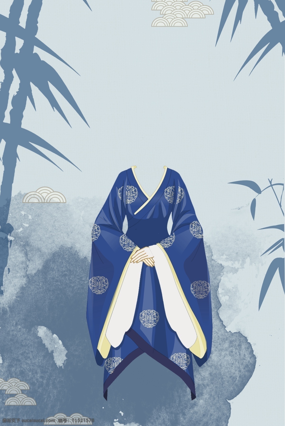莫 兰迪 汉 服 竹子 海报 莫兰迪 高级灰 简约 大气 汉服 中国风 水墨