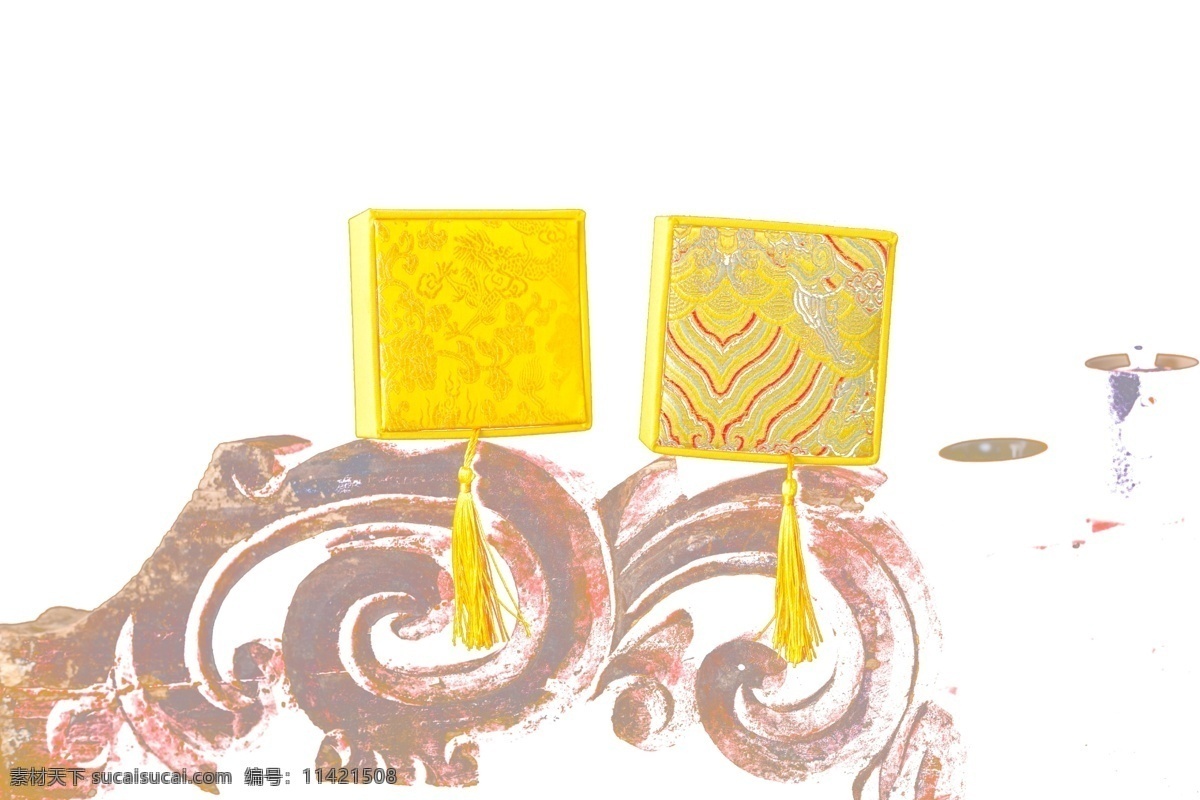 两个 古代 精致 木盒 锦盒 工艺 雕刻 艺术品 收藏品 中国风画 四方盒子 复古花纹 花纹盒子 中国风 包装盒 传统 复古