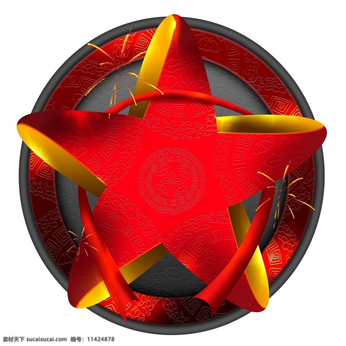 原创 中国 风 红色 五角星 图案 中国风 红色五角星 中国传统图案 烟花