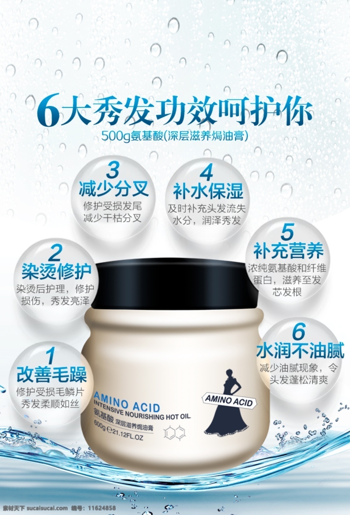 氨基酸 深层 滋养 焗 油膏 氨基酸广告 焗油膏广告 化妆品广告 氨基酸素材 护发素广告