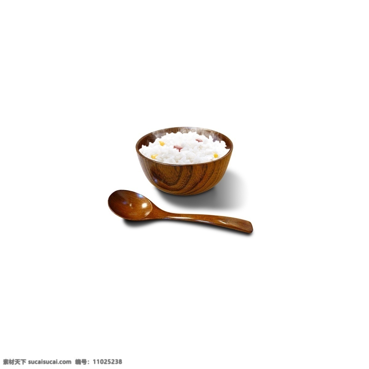 木碗 米饭 木勺 大米 食物 美味 餐饮