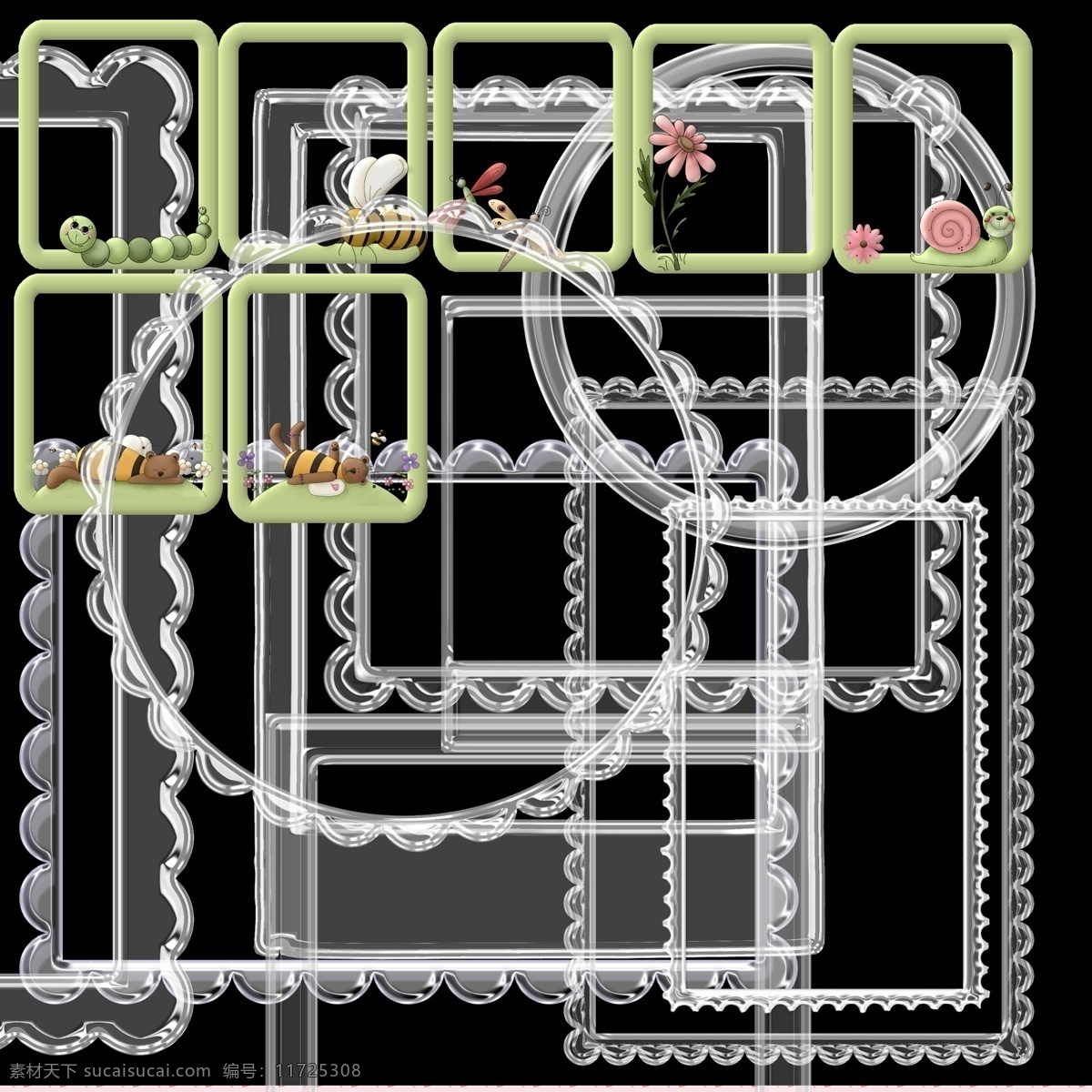 分层 边框 儿童 花边 可爱 蕾丝 水晶 透明 相框 模板下载 源文件 psd源文件 婚纱 写真 相册 模板