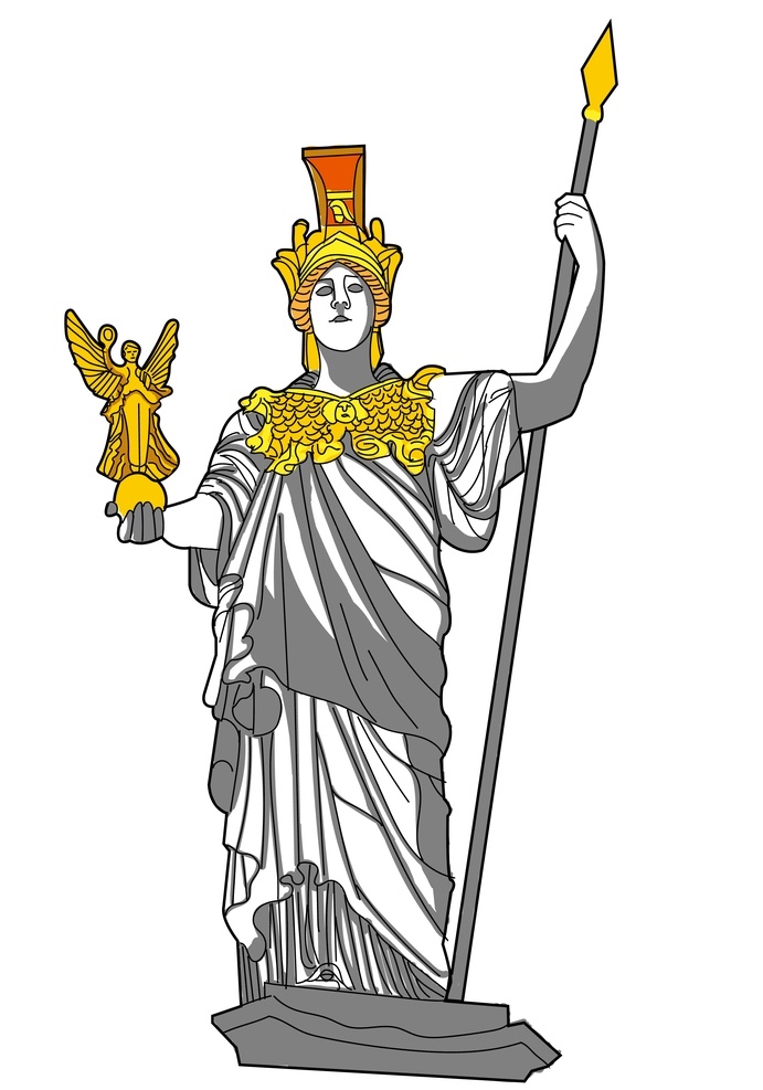 雅典娜 希腊 雕塑 石像 矢量 希腊女神像 插画 卡通