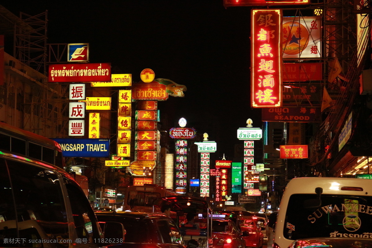 唐人街夜景 泰国 曼谷 唐人街 夜景 车水马龙 旅游摄影 国外旅游
