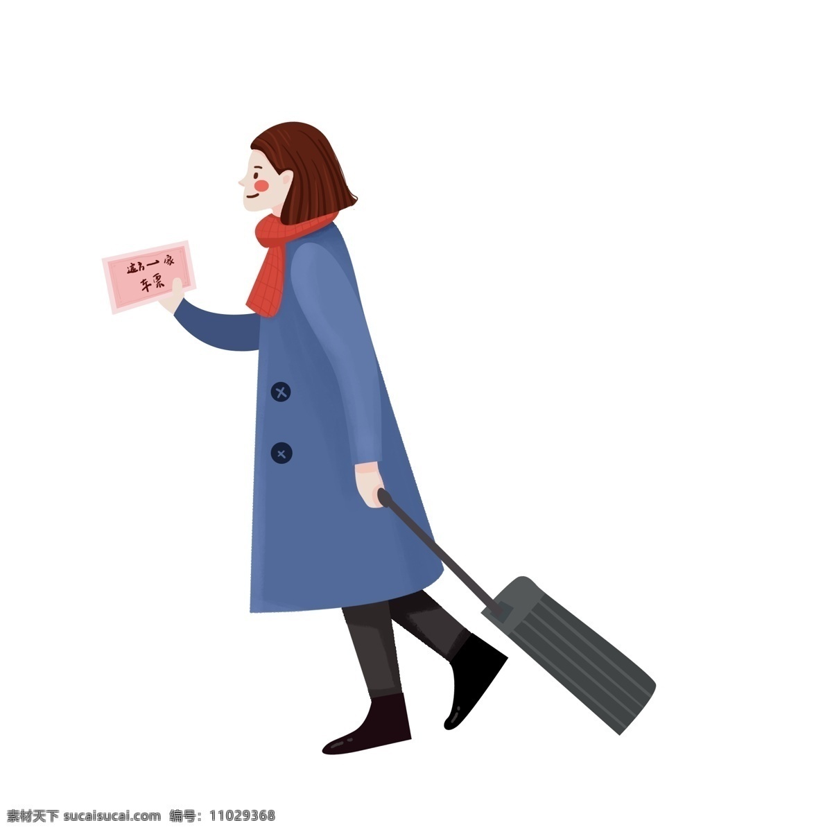 卡通 手绘 票 女人 商用 人物 插画 行李 女性
