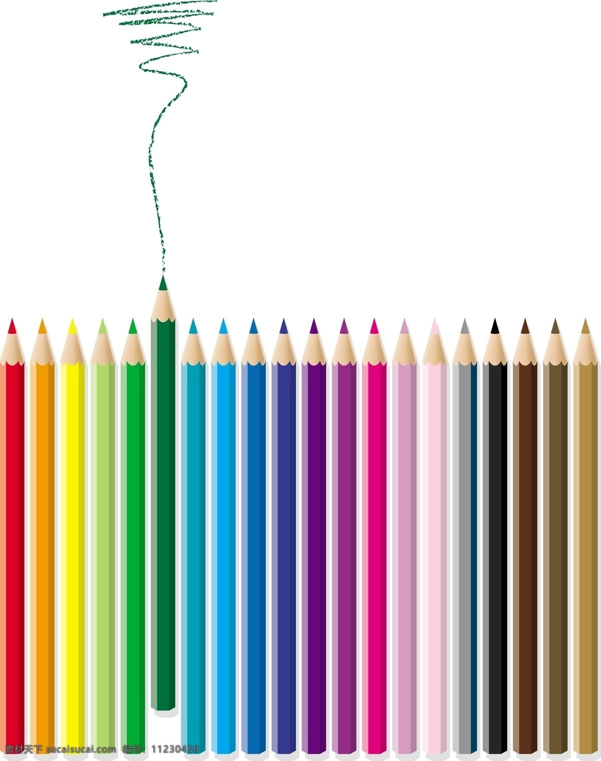彩色铅笔 笔 排列 色彩 生活百科 学习用品 矢量图库 矢量