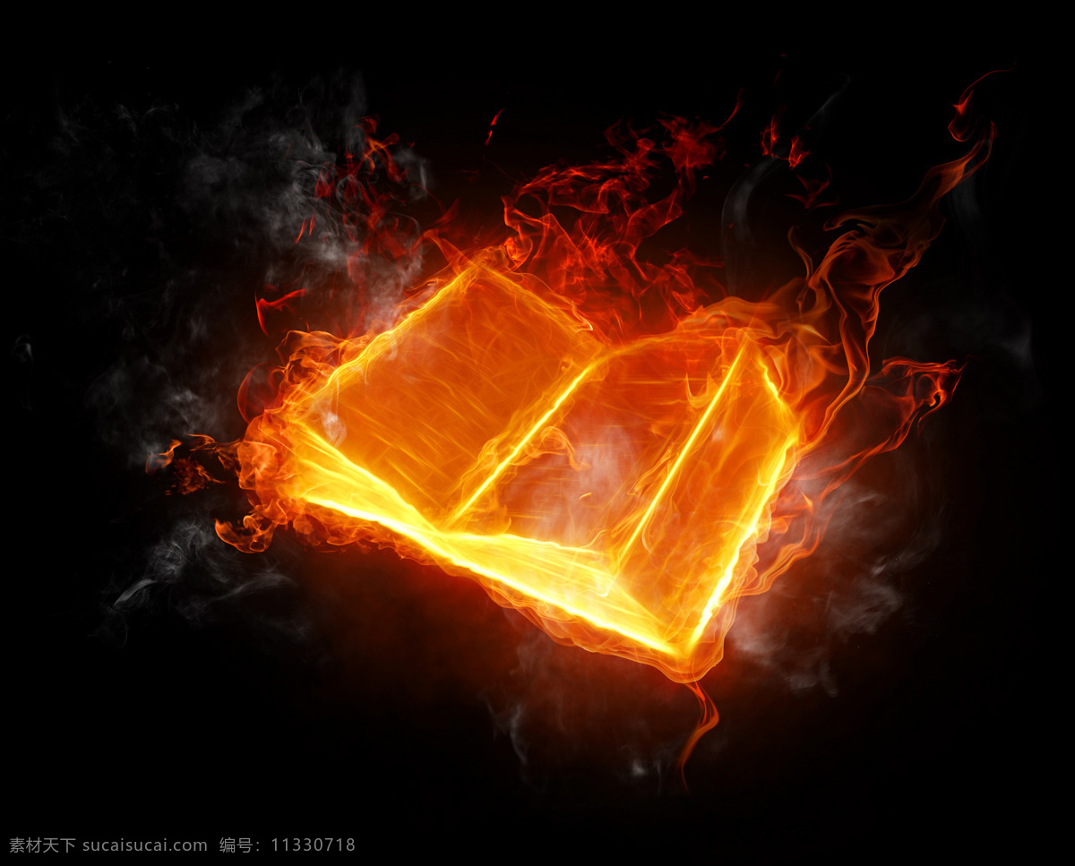 燃烧 书本 火焰 烟雾 书籍 光芒 创意 高清图片 火焰图片 生活百科