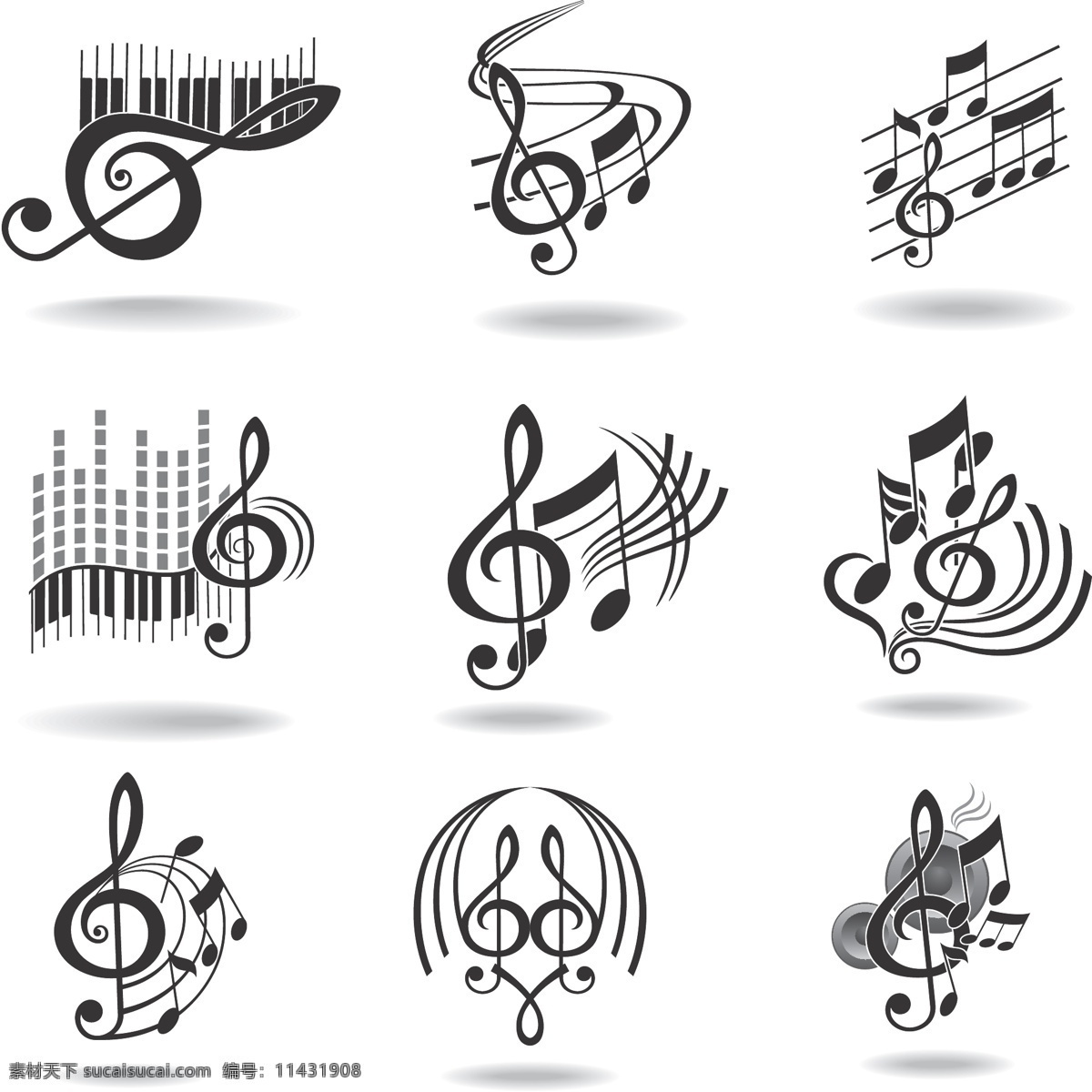 音乐 元素 图标 矢量 模板 设计稿 素材元素 音符 源文件 矢量图