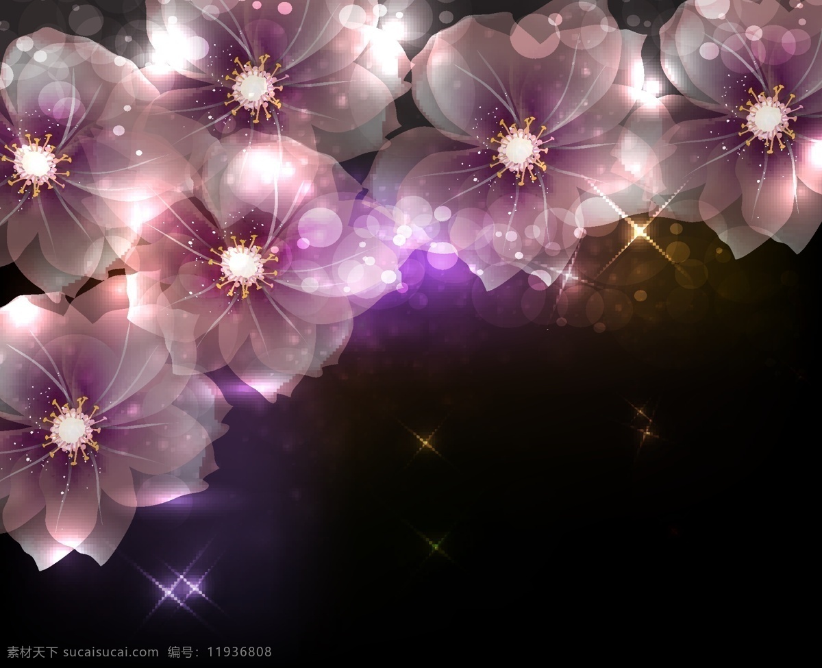 幻彩 花朵 矢量图 光斑 光线 花卉 梦幻 素材图片 星光 炫光 其他矢量图