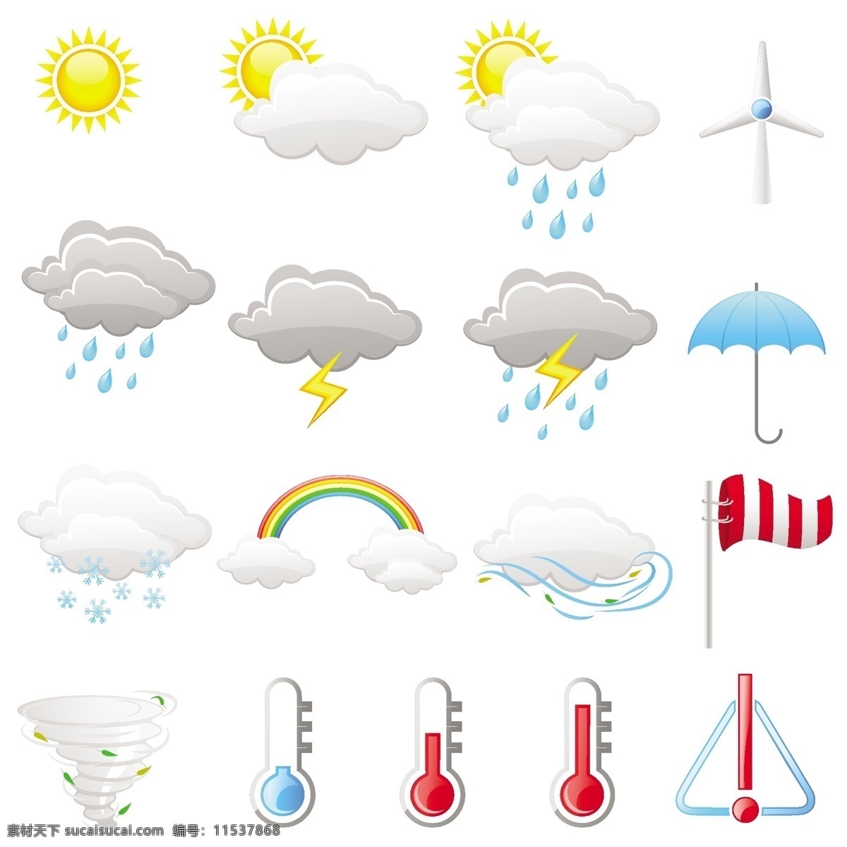 天气预报图标 天气 天气预报 天气情况 天气图标 天气状况 晴天 晴天图标 多云 多云图标 下雨 下雨图标 温度 温度图标 图标 标志 标签 logo 小图标 标识标志图标 矢量 网页小图标 标志图标