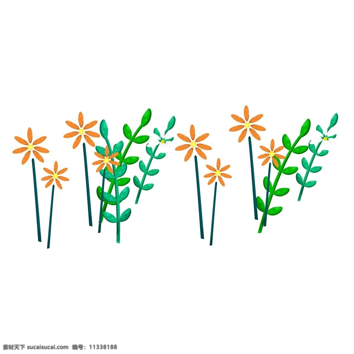 手绘 植物 绿叶 鲜花 png免抠图 透明素材 花卉 装饰 免 抠 图 花朵