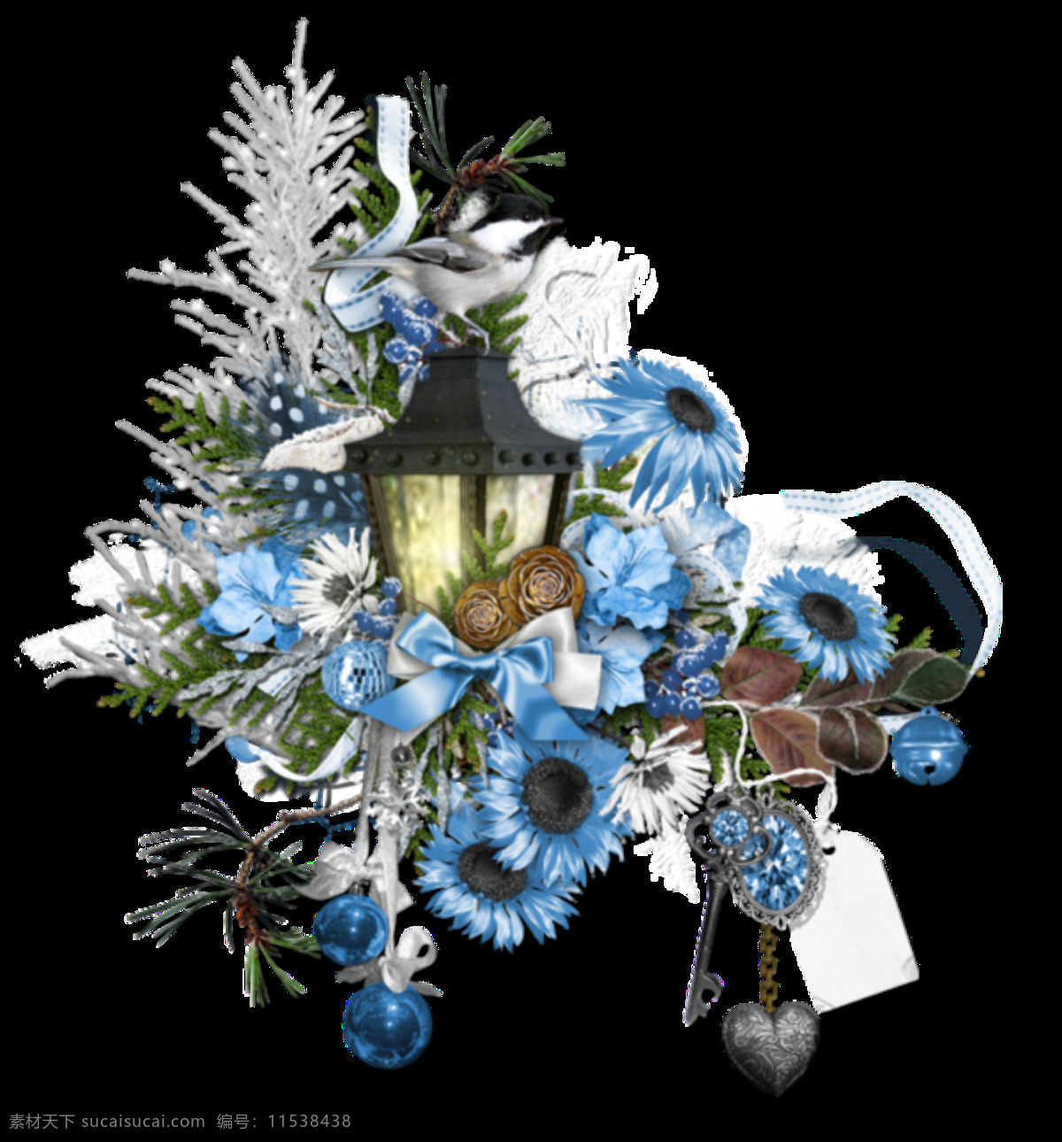 美丽 蓝色 手绘 菊花 装饰 元素 灯塔 蓝色花朵 植物 装饰元素