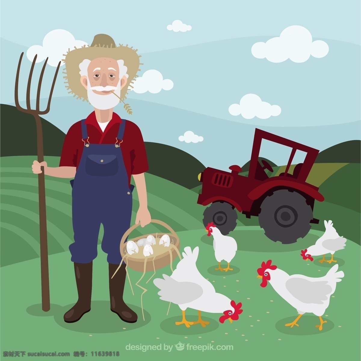 农民 农场 景观 鸡 自然 园林 蔬菜 鸡肉 生态 帽子 有机 篮子 环境 旧 拖拉机 开发 土地 蛋 生态友好 农业 绿色