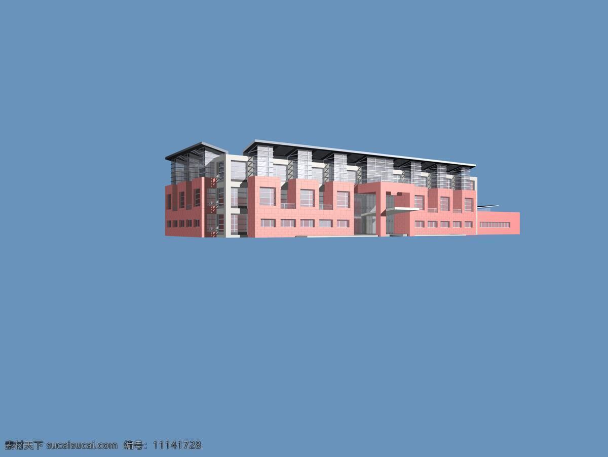 红色 建筑 平房 创意 模型 外观 3d模型素材 建筑模型