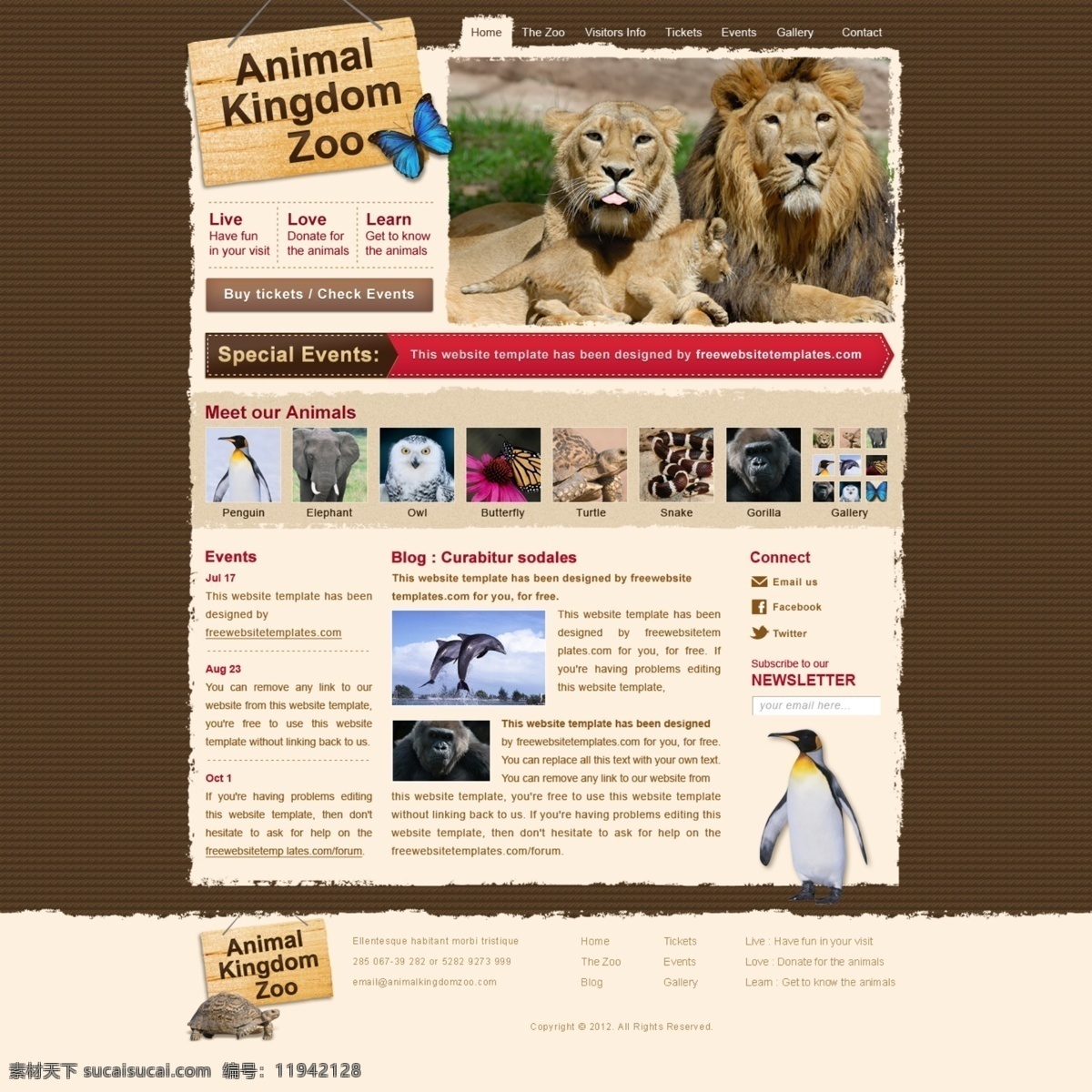 动物园 网站 动物世界 国外网页 网页模板 网页素材 动物园网站 门票 订购 褐色网页