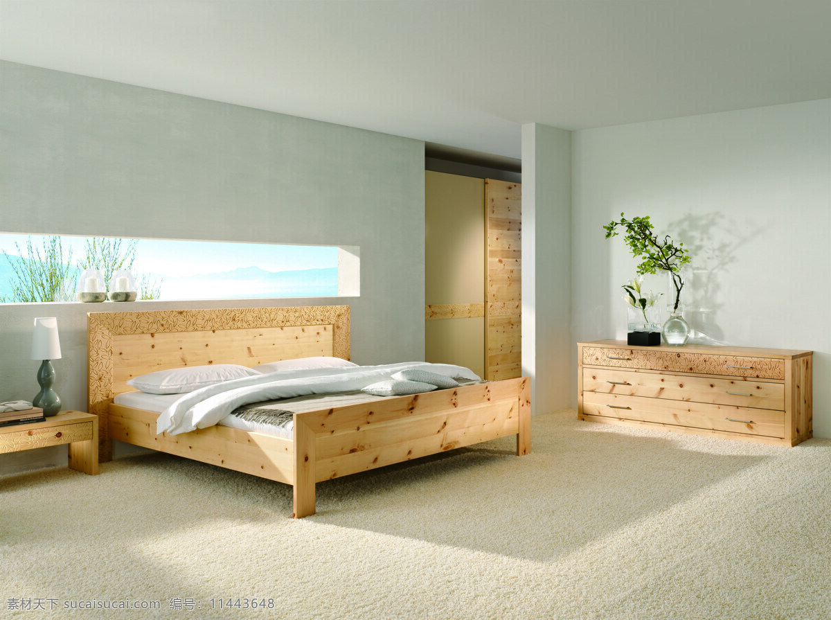 床 床上用品 地毯 房间 柜子 简洁 建筑园林 空间 卧室 室内 台灯 植物 时尚 室内设计 室内摄影 家居装饰素材