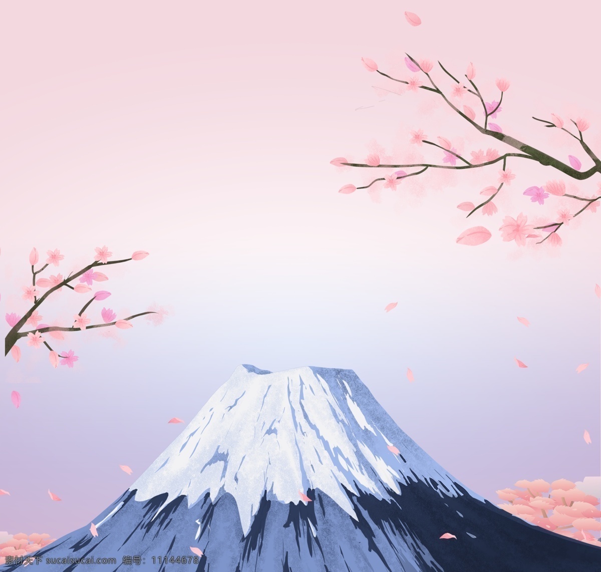 富士山图片 富士山 插画 图画 富士山水墨 水墨画 文化艺术 传统文化