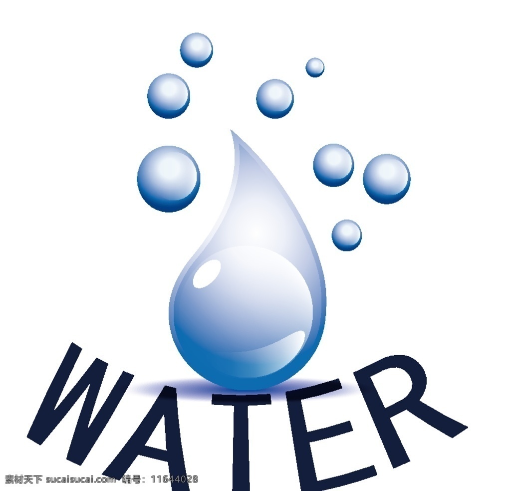创意蓝色水滴 水滴 水资源 英文 水滴节 水珠
