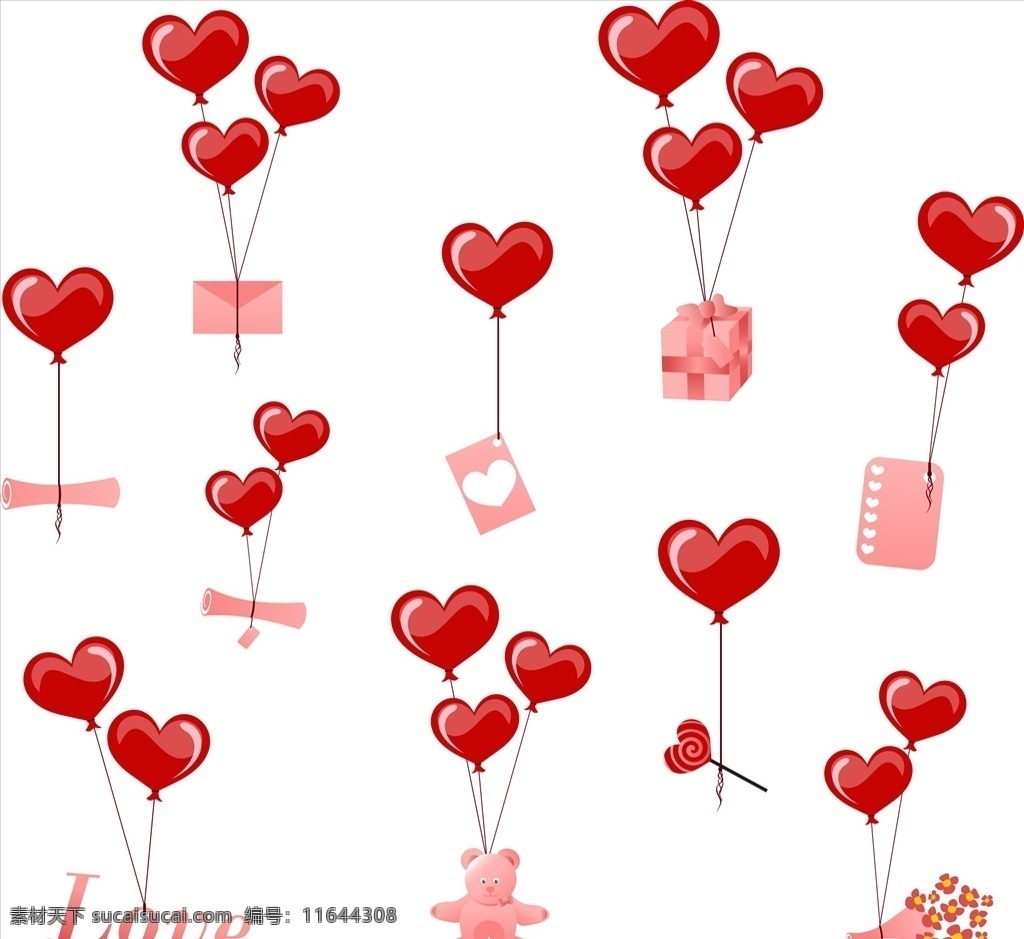矢量爱心气球 矢量 卡通 手绘 爱心 桃心 心形 气球 心心相印 心形图案 图案 元素