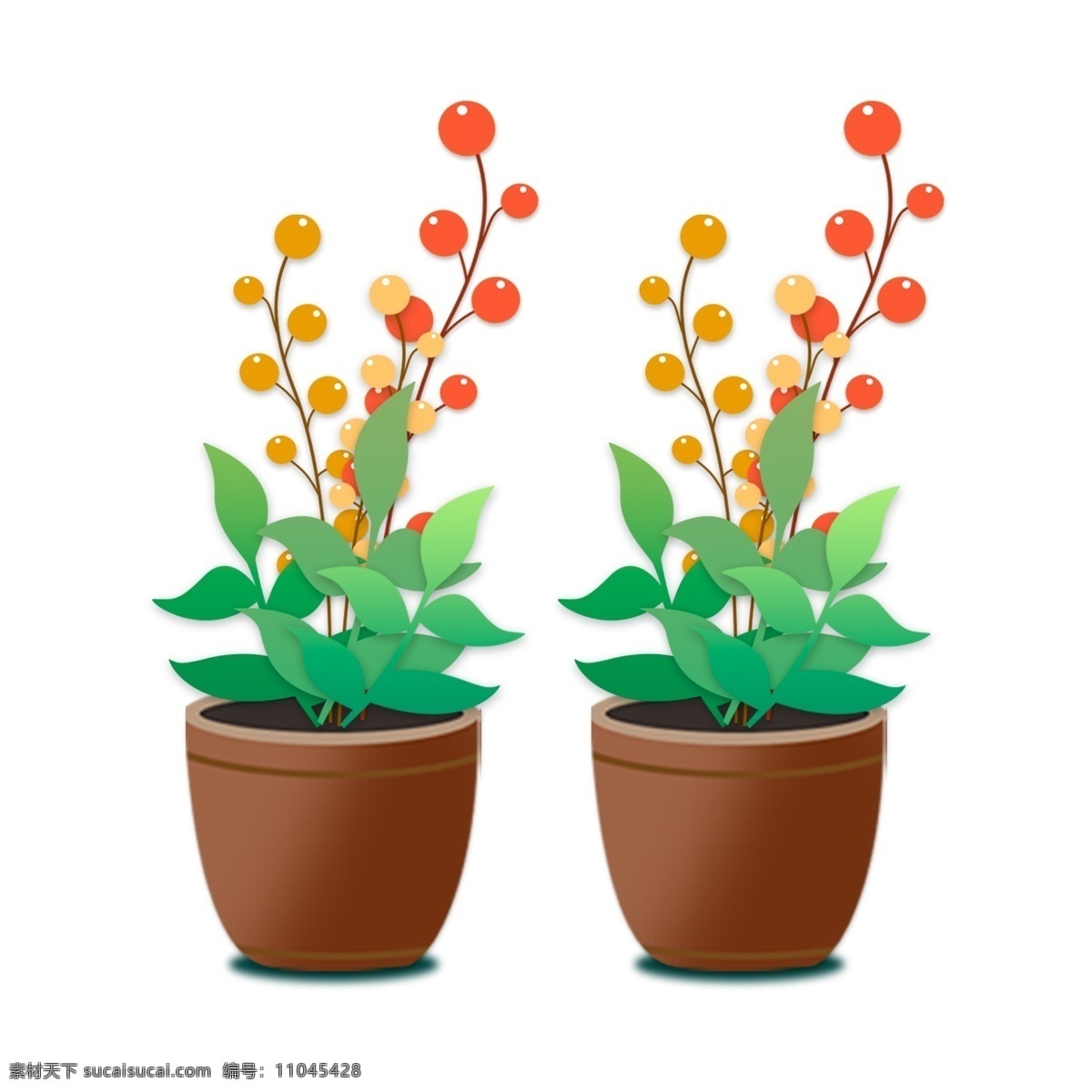 卡通 手绘 盆栽 植物 清新 花朵 免扣素材 透明素材 卡通素材