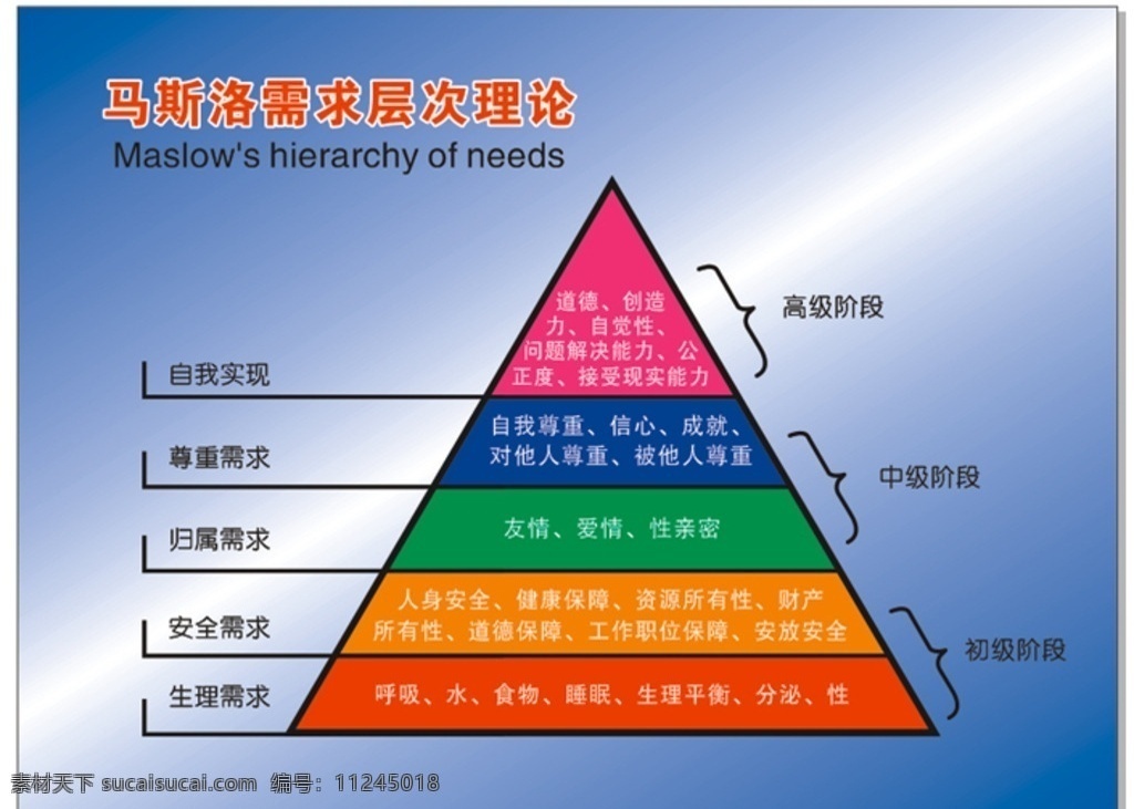 马斯洛 需求 层次 理论 马斯洛需求 层次理论 高级年图形 图形 自我实现 尊重需求 教育档案板面 矢量 文化艺术