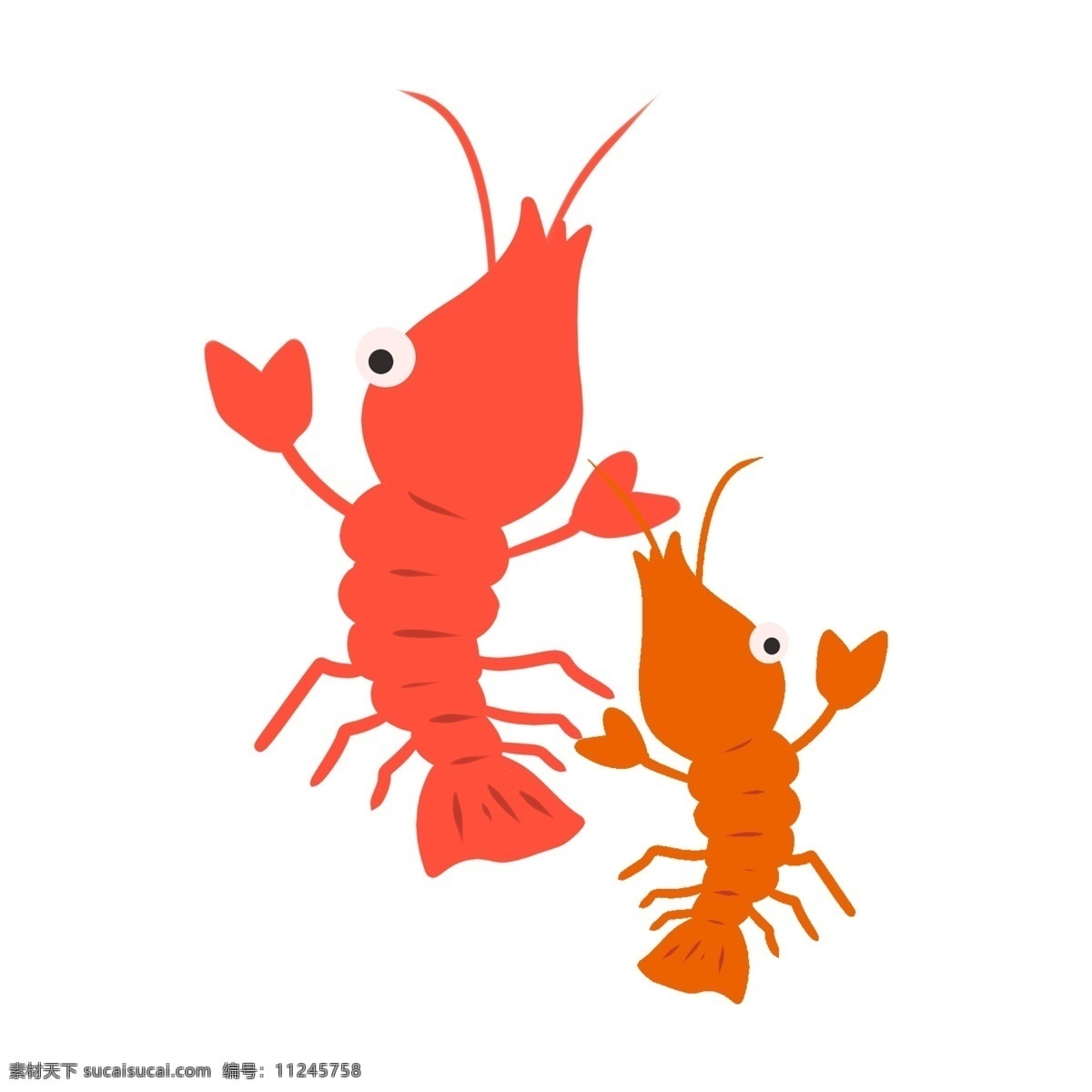 红色小龙虾 卡通龙虾 可爱龙虾 海洋生物