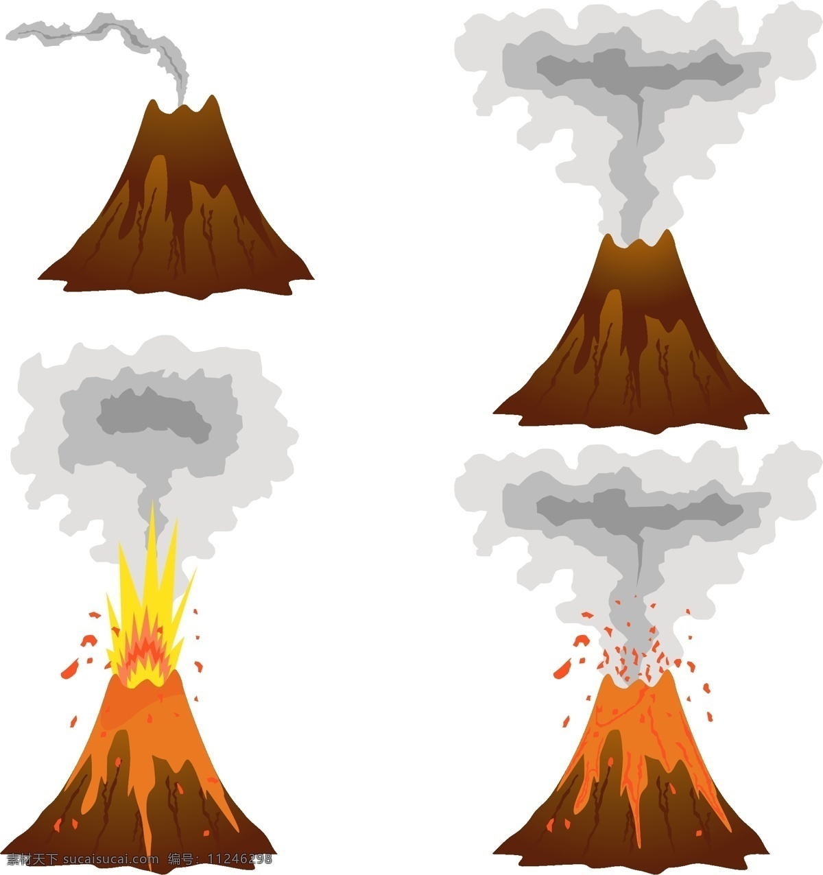 火山喷发 火山 火山图标 火焰 矢量