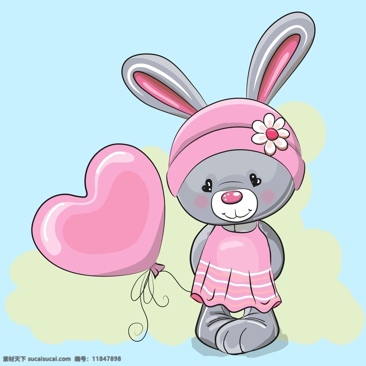 卡通 兔子 矢量 可爱 粉色 气球 矢量素材 设计素材