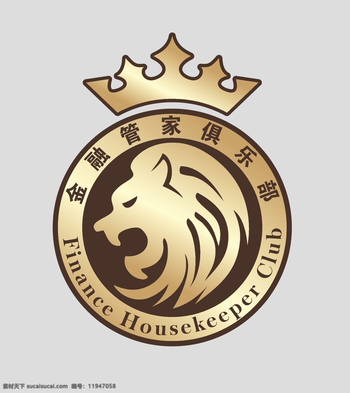 金融 俱乐部 logo 狮子 管家 王冠 简笔 圆形logo 小图标 标识标志图标 矢量