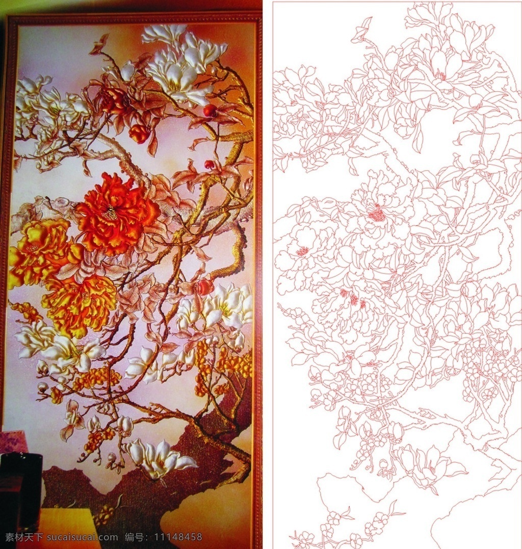 玉兰花 玉兰 牡丹 牡丹花 玉兰牡丹 梅花 芙蓉花 芙蓉 矢量图 玻璃背景 艺术玻璃 绘画书法 文化艺术