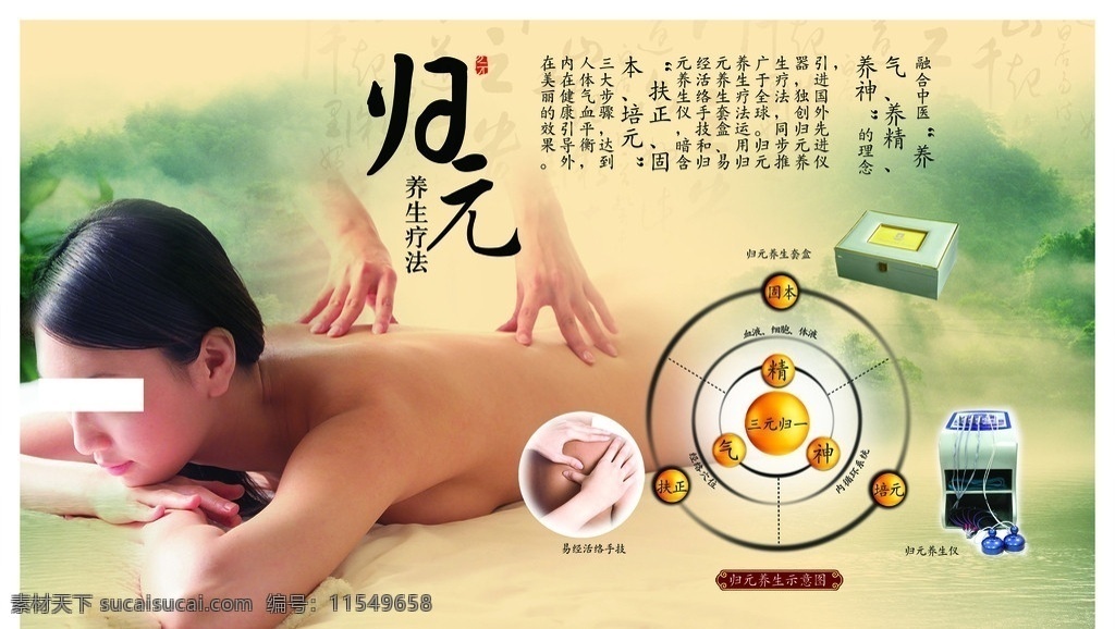 养生疗法 养生 美容 美女 spa 推背 仪器 广告设计模板 源文件
