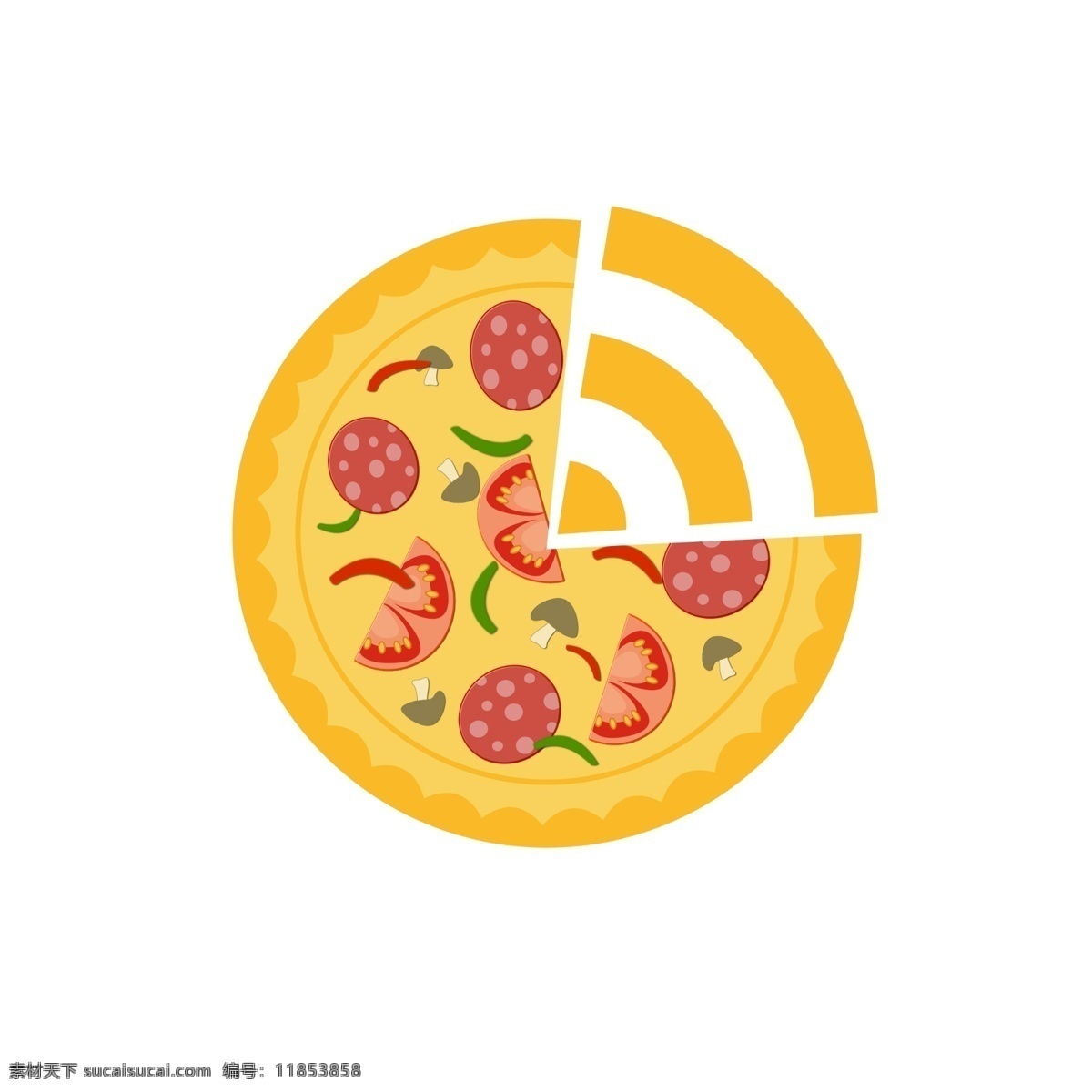 wifi 标志 pizza 披萨 黄色 餐饮店 wifi标志