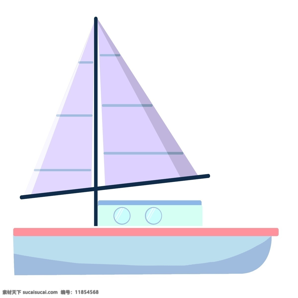 绿色风帆帆船 帆船 紫色 交通工具