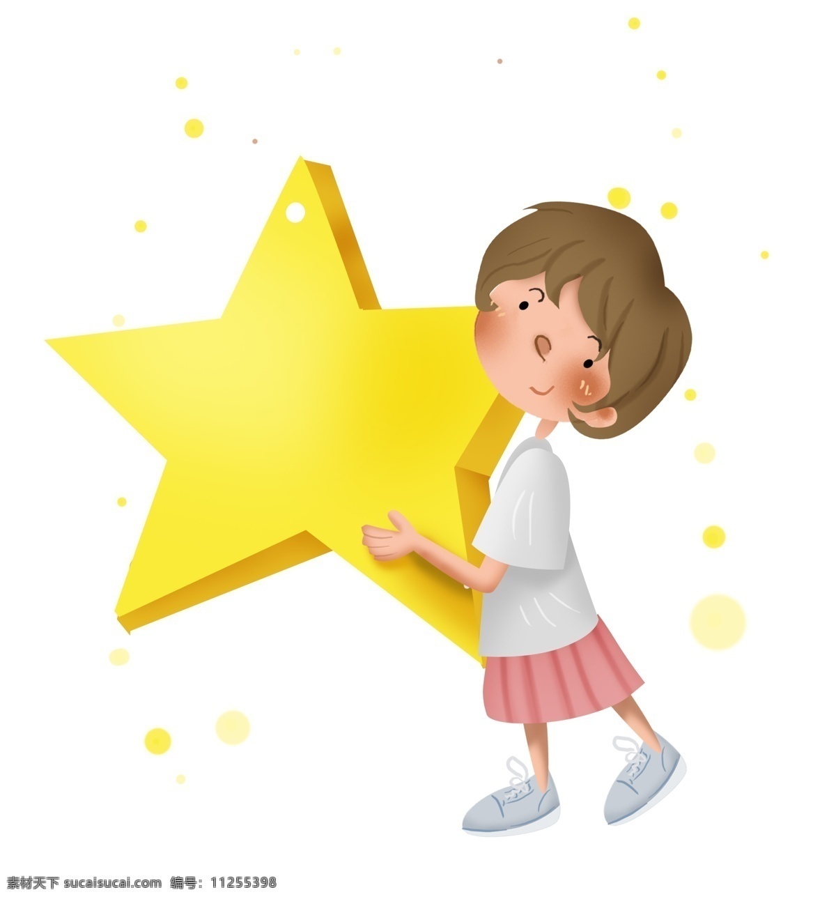 儿童节 抱 星星 女孩 立体星星 星星挂饰 六一儿童节 儿童节装饰 幼儿园 6.1儿童节