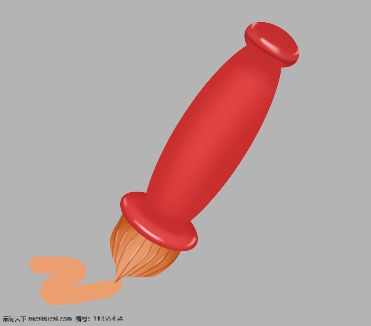 可爱 红色 画笔 插图 胖胖画笔 可爱的画笔 红色画笔 红色墨水 一支红色画笔 卡通画笔
