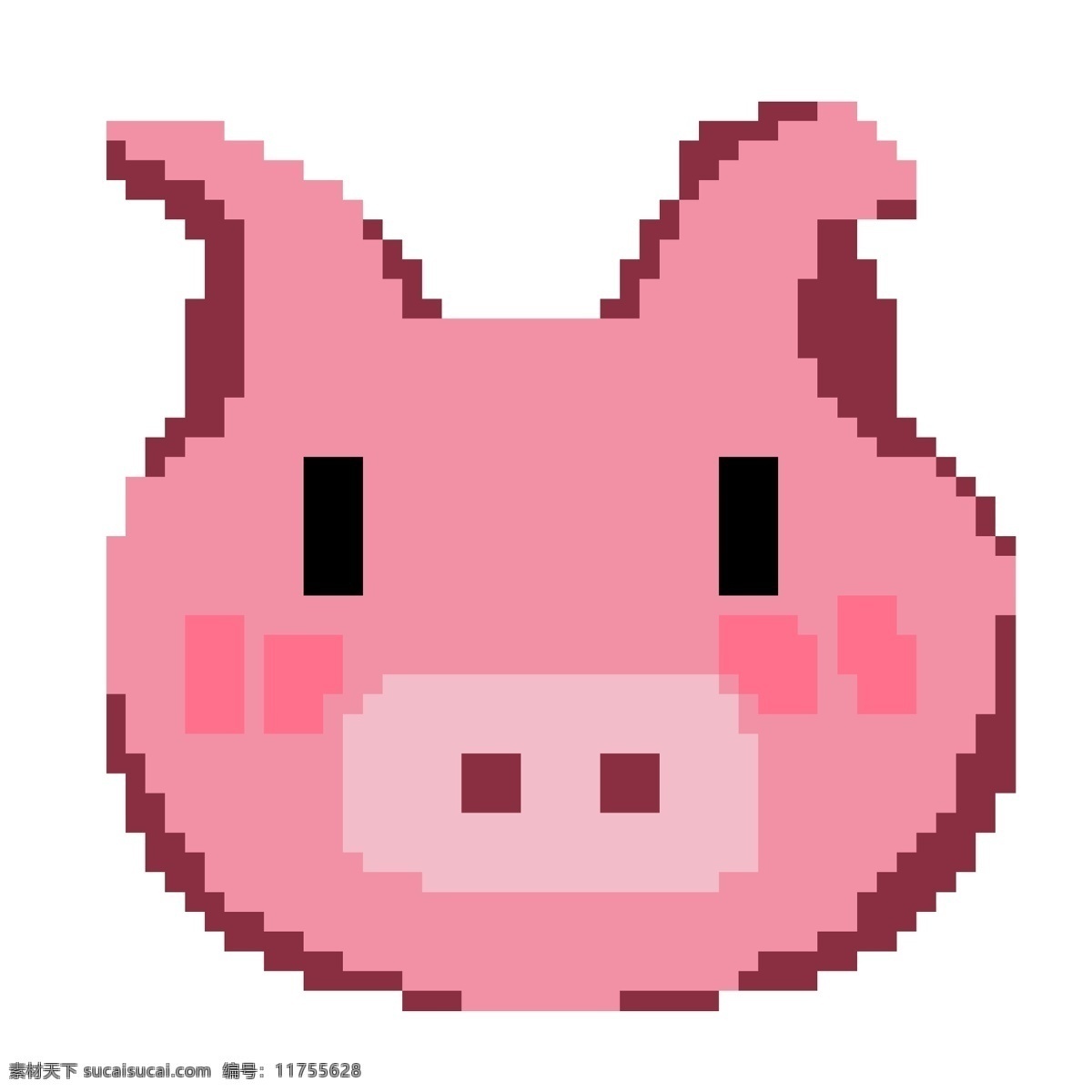 像素 粉色 猪头 插画 卡通猪头插画 粉色的猪头 精美的猪头 卡通像素插画 像素猪头 创意像素画