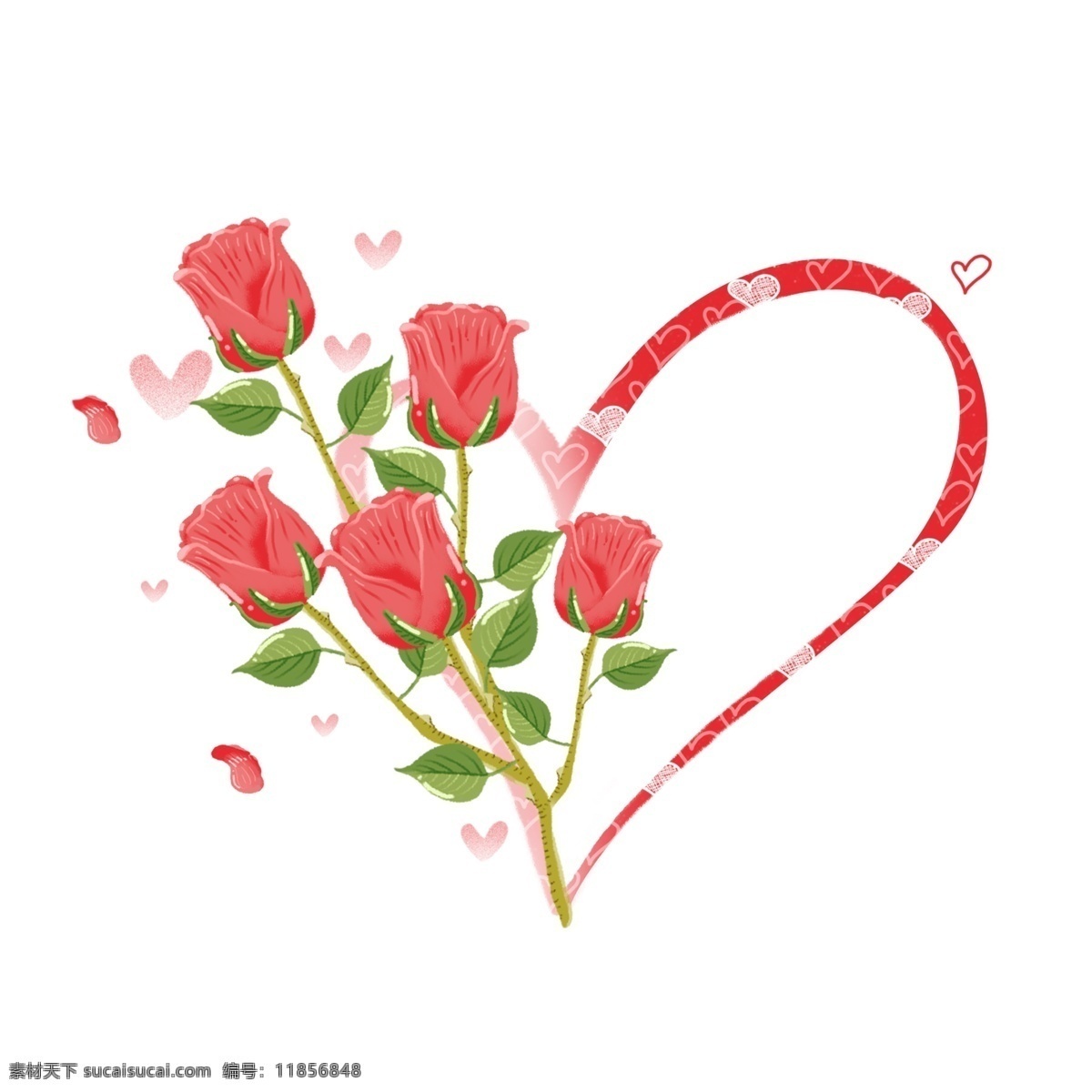 花 手绘 情人节 浪漫 玫瑰花 植物 花卉 花朵 清新 心 手绘花 玫瑰 生日 节日