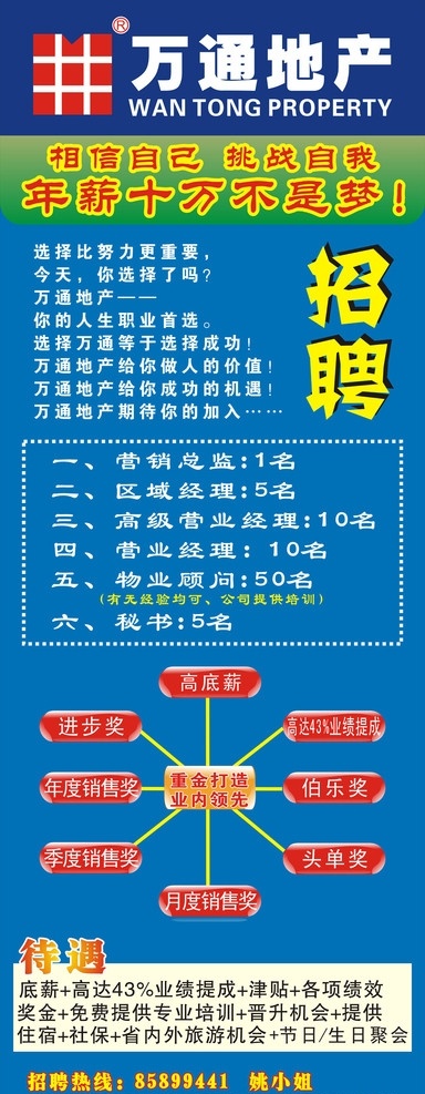 公司招聘广告 万通地产 皇牌 代理 二手房 租售 物业 顾问 置业 房产 中介 招聘 易拉宝 展架 设计图 矢量图 矢量