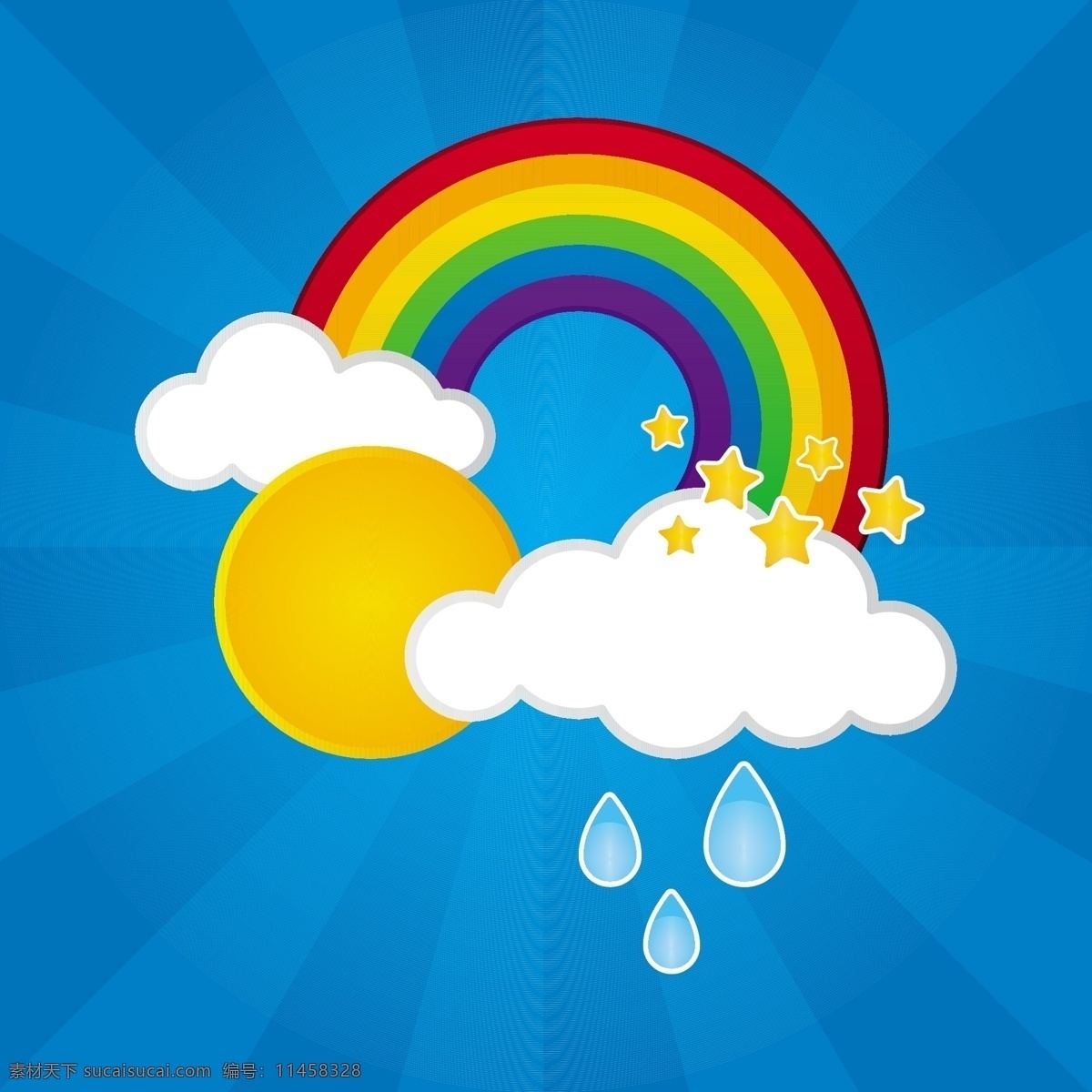 卡通 彩虹 太阳 云朵 星星 矢量图 图标 云 天气图标 生活百科 矢量素材 蓝色