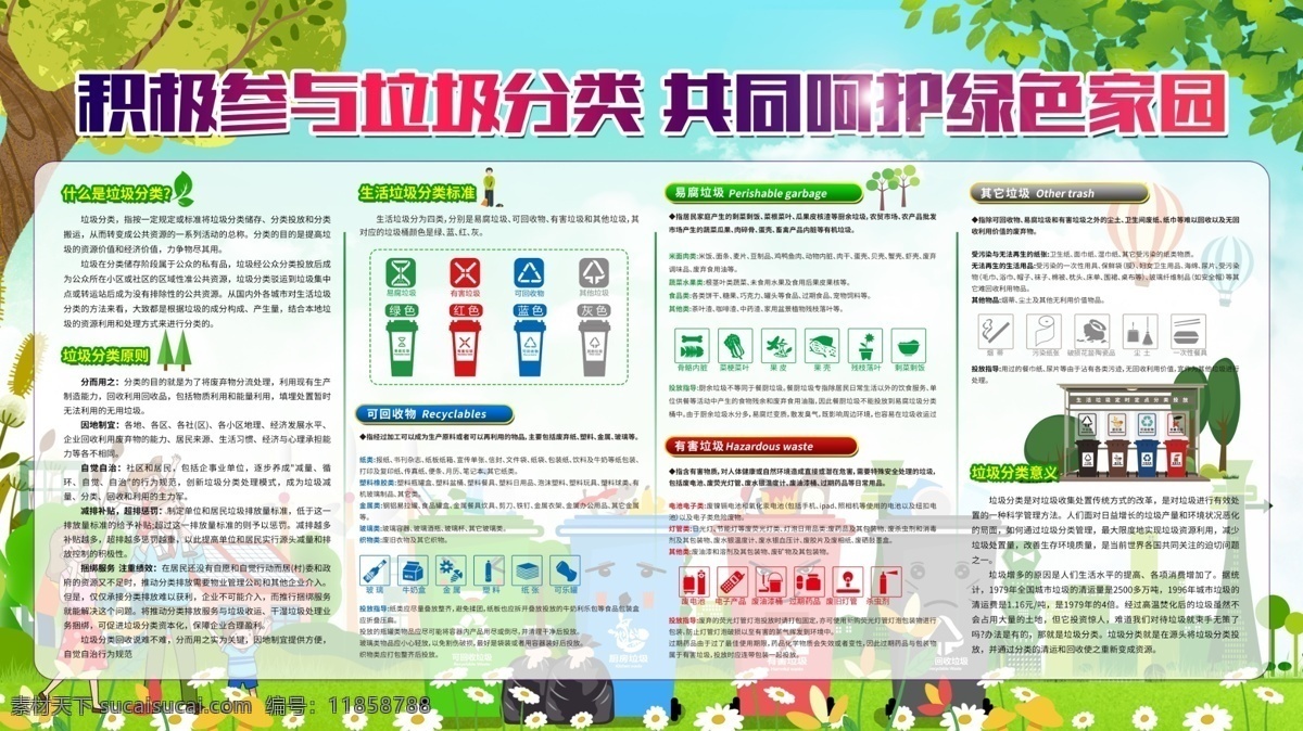 垃圾 分类 展板 垃圾分类 展示 宣传 绿色家园 分层