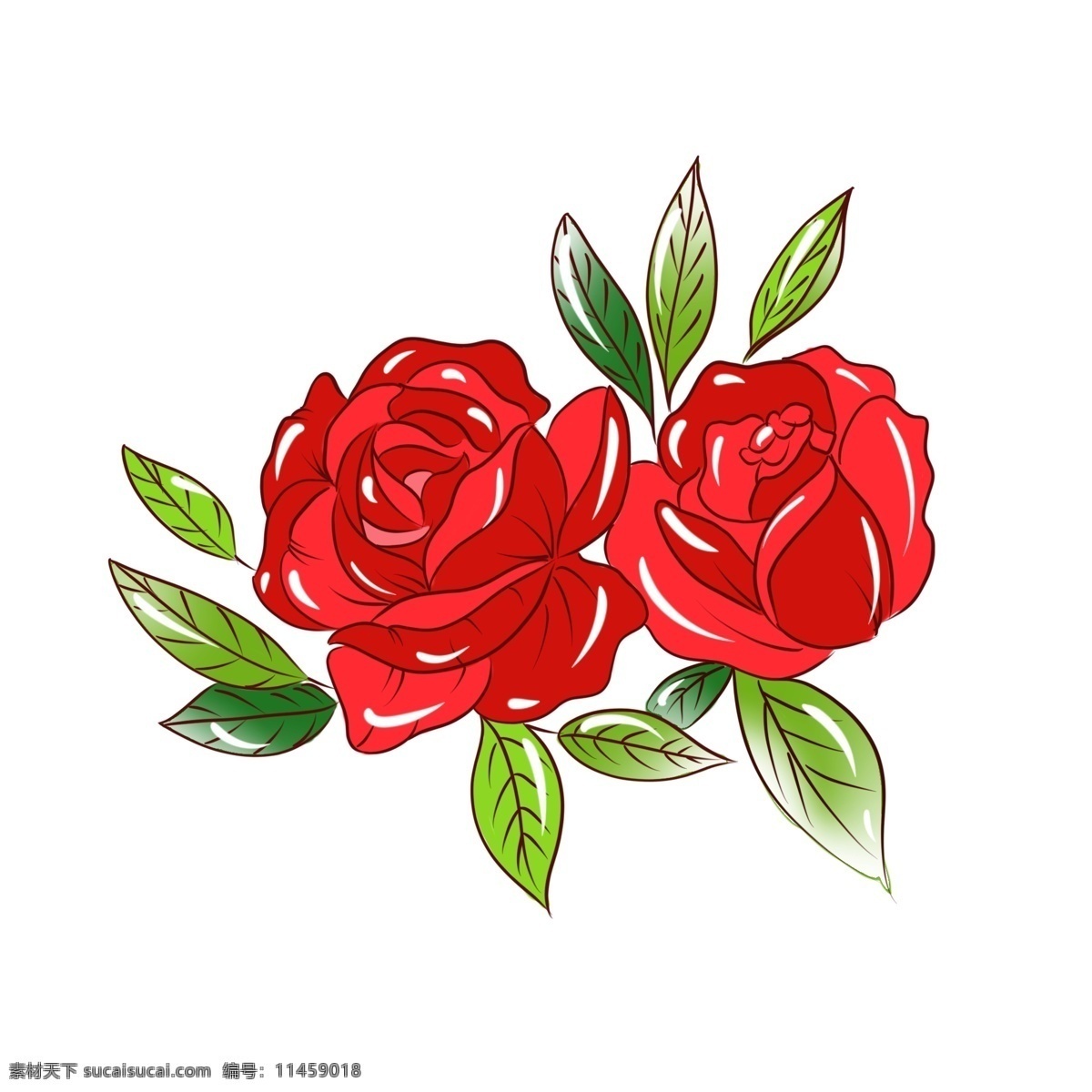 手绘 植物 花卉 红色 玫瑰花 商用 手绘植物 手绘花卉 植物花卉 花草树木 手绘花草 手绘花束