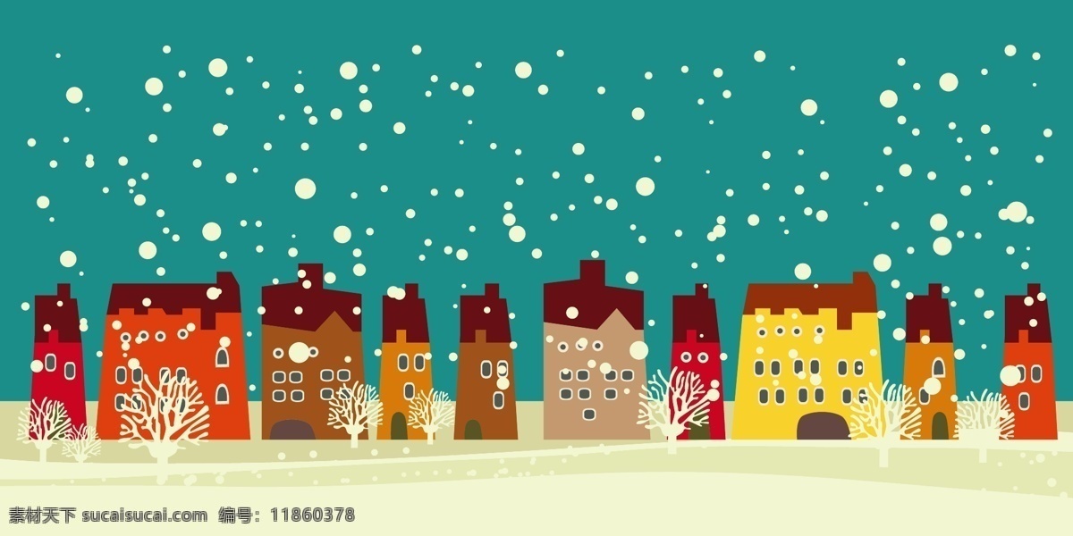 下雪免费下载 城堡 冬天 建筑 下雪 矢量图 建筑家居