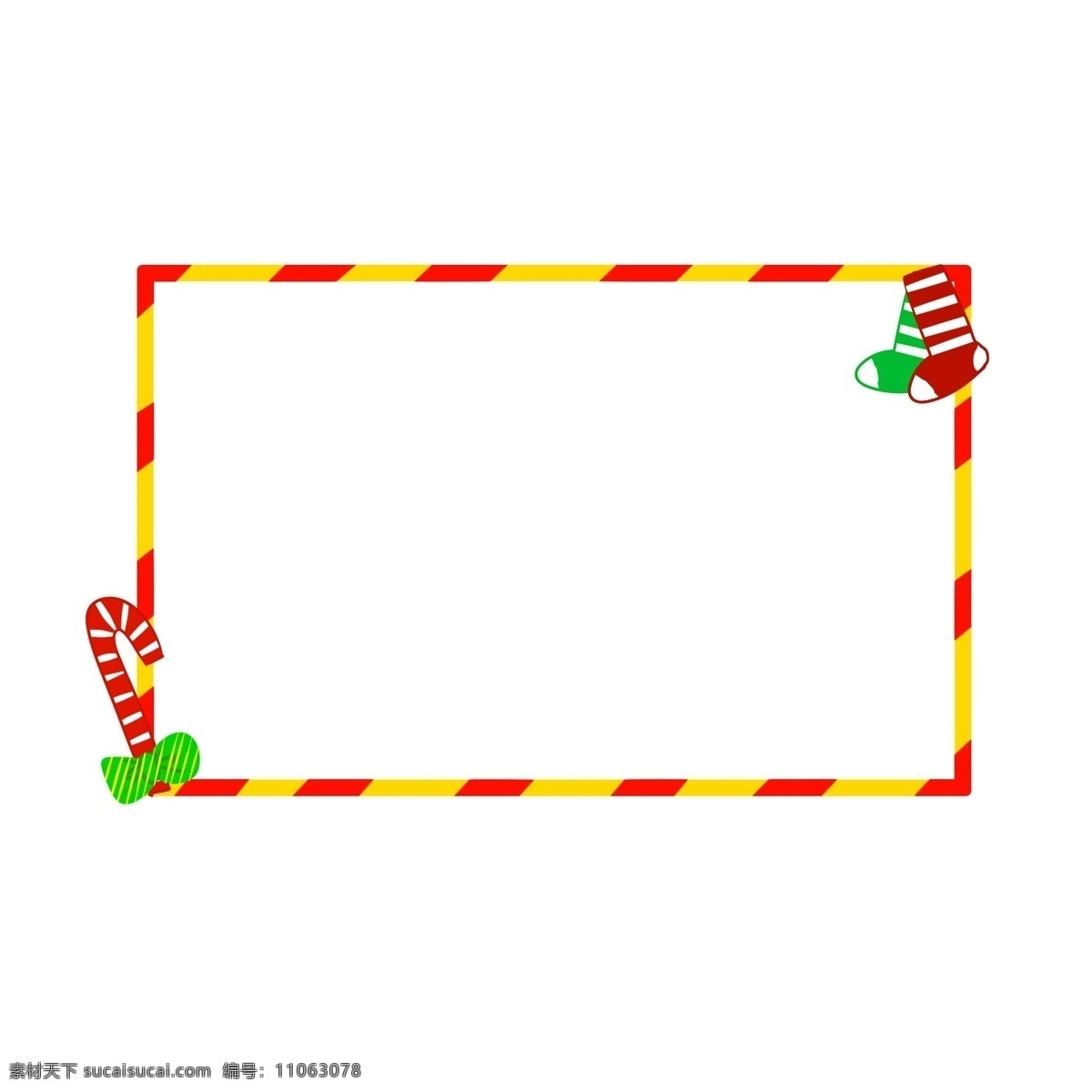 圣诞 圣诞节 夜 节日 喜庆 童趣 红 黄 条纹 装饰 长方形 边框 圣诞夜 红黄条纹边框 长方形边框 条纹袜子