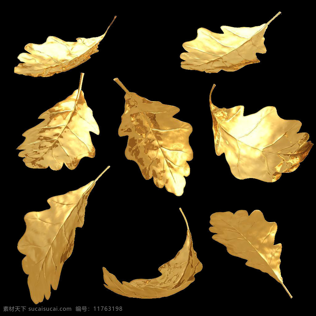 金色 叶片 金色叶子 金属叶子 叶子 叶子素材 植物 金色植物 共享 分层
