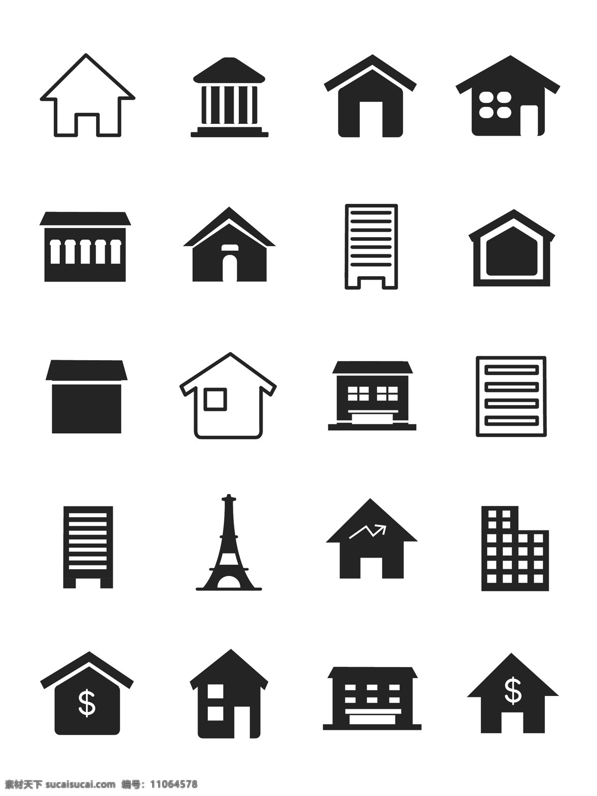 建筑图标 建筑 图标 矢量 可编辑 剪影 房屋 房子 标志图标 其他图标